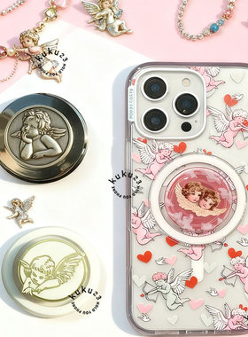 双生子浮雕天使手机气囊磁吸支架magsafe爱神丘比特2024泡泡pps