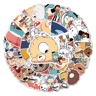 100张冒险家希尔达蓝发女孩贴纸素材手机笔记本行李手帐吉他贴纸