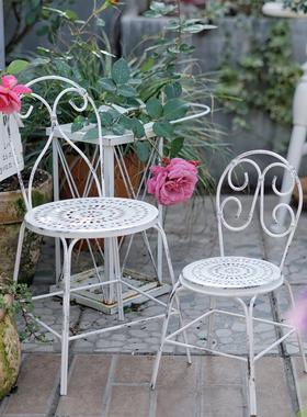 白色铁艺做旧花架椅子凳子大小号