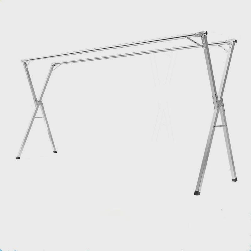 落地式不锈钢晾衣架加长加粗阳台伸缩折叠晒衣架可室外晒被子