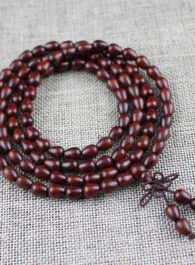 血檀木手串108颗佛珠非洲赞比亚小叶紫檀手链O个性水滴珠男女6*8