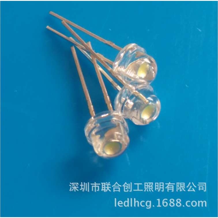 led草帽白光灯珠 5-6m低光衰直插草帽白光 f5mm草帽白发白