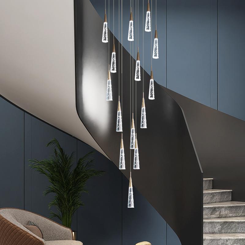 K9水晶楼梯长吊灯轻奢风现代简约旋转复式楼梯间别墅吊灯