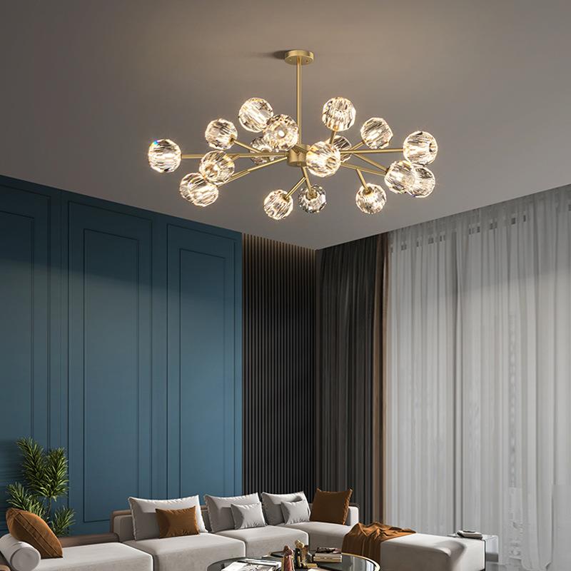 轻奢客厅吊灯全铜后现代简约餐厅主卧室2023新款套餐组合水晶灯具