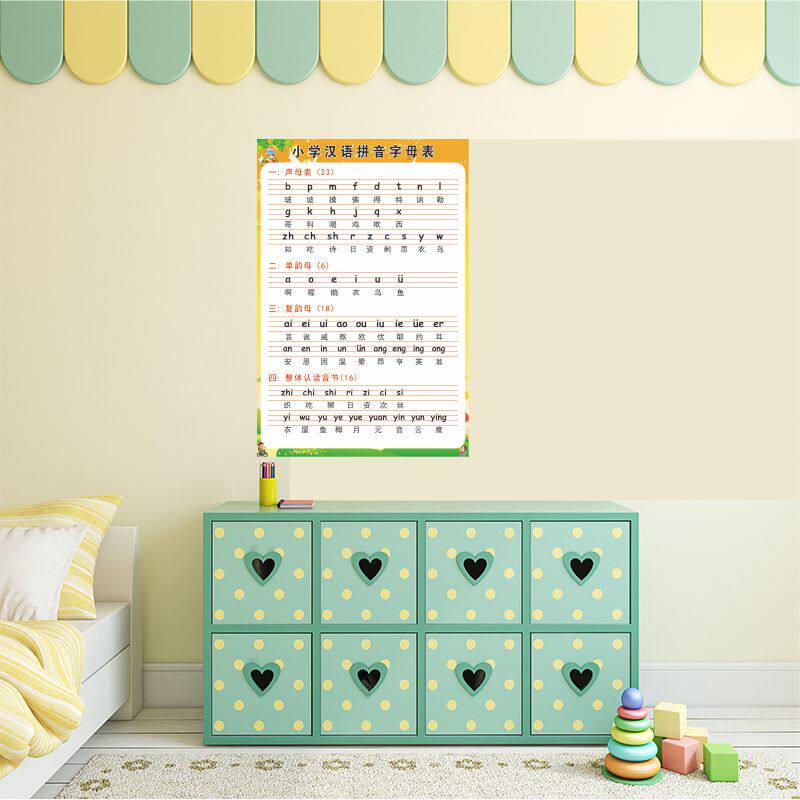 新品汉语c拼音声母韵母拼读全表挂图儿童字母表整体认读音节表海.