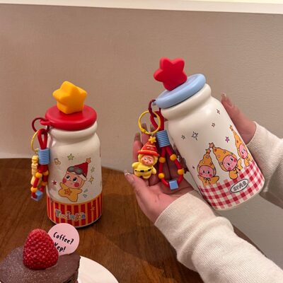 星星人保温杯高颜值便携卡通陶瓷316内胆水杯女学生外出便携杯子