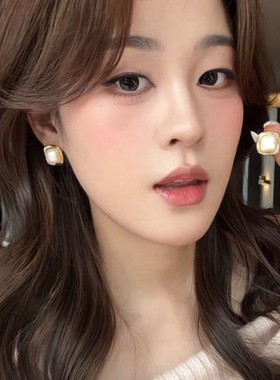 ZHENWEI/甄薇  法式复古几何珠珠耳钉时尚小众个性高级感耳饰饰品