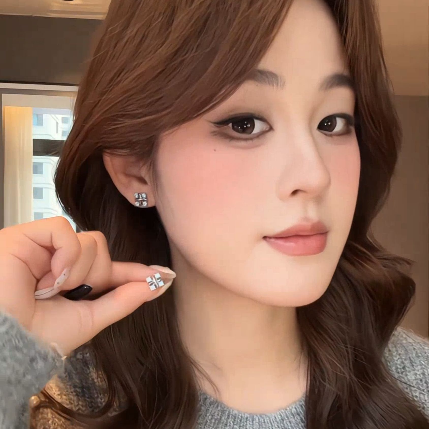 彩色锆石耳钉女日韩风时尚