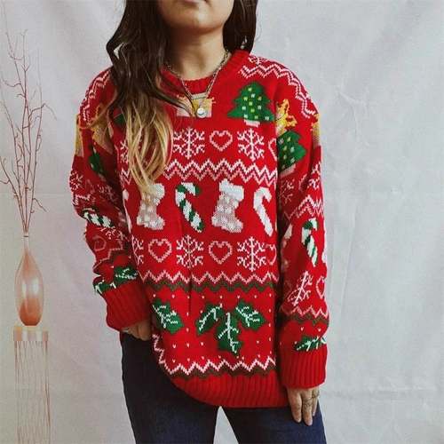 Christmas Ugly Sweater Fashion Women Knitted Jumper Funny