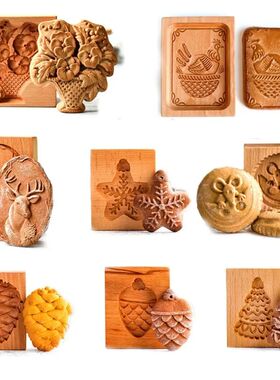 Biscuit Mold Cutter Wooden Cookie Mold Christmas Cookie Cutt