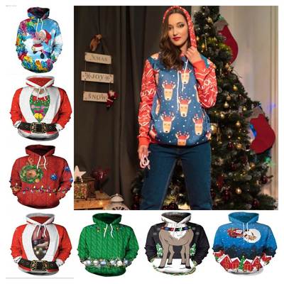 Christmas Ugly Sweater Jumper Xmas Hoodie Women For New Year