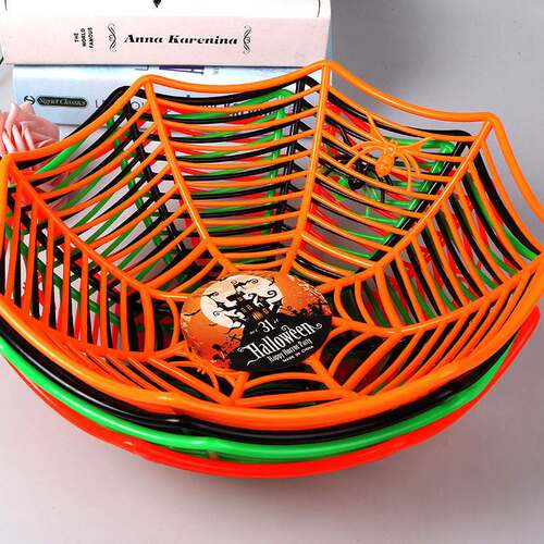Spider web props Spider Halloween fruit basket万圣节糖果篮子