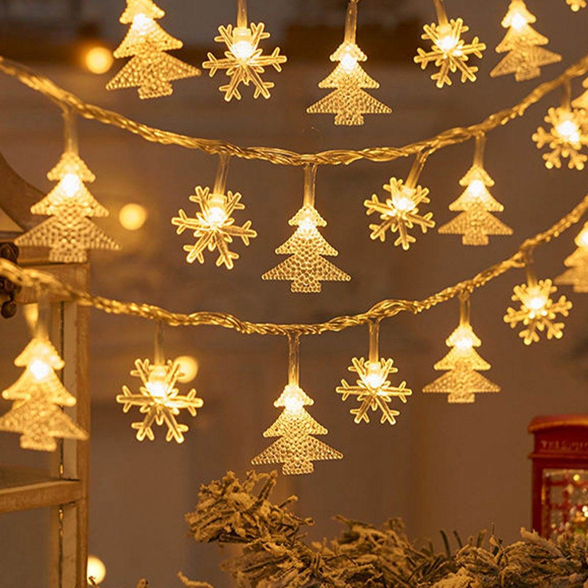 Christmas Tree Snowflake LED String Lights Banner Christmas