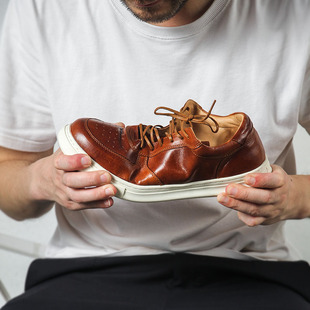 原1999 真皮高端皮鞋 姚表哥家自留款 男鞋 水洗复古休闲板鞋 W马皮