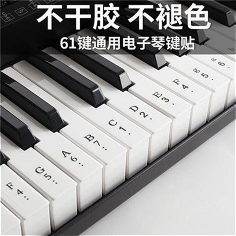 钢琴键盘贴纸61键电子琴手卷钢琴88键简谱按键音标数字Z透明键位