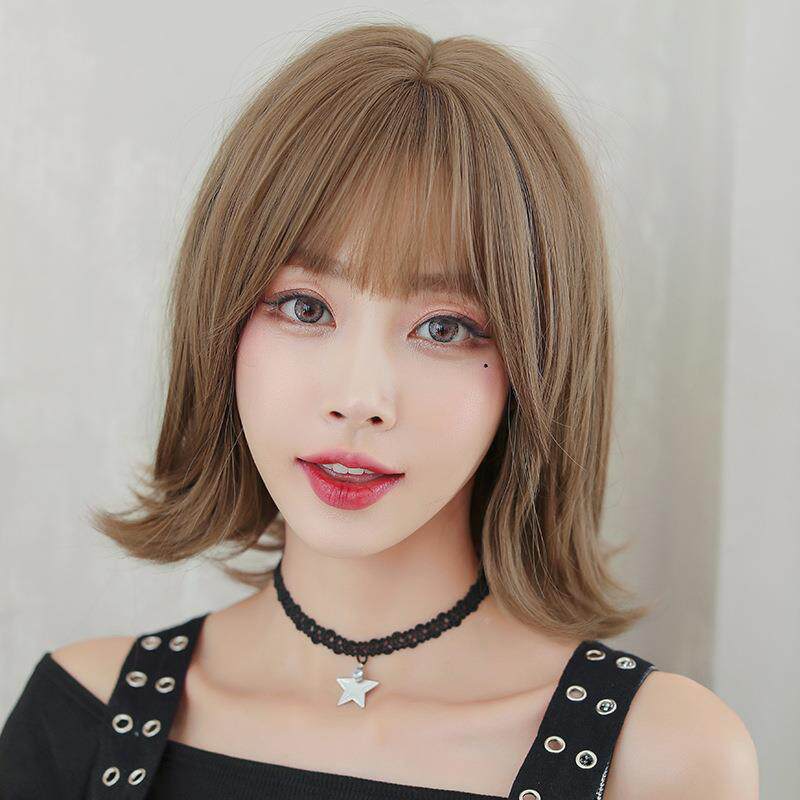 发短发女韩NEN式发尾外卷翻短发自然全头假套蓬松层次锁骨发