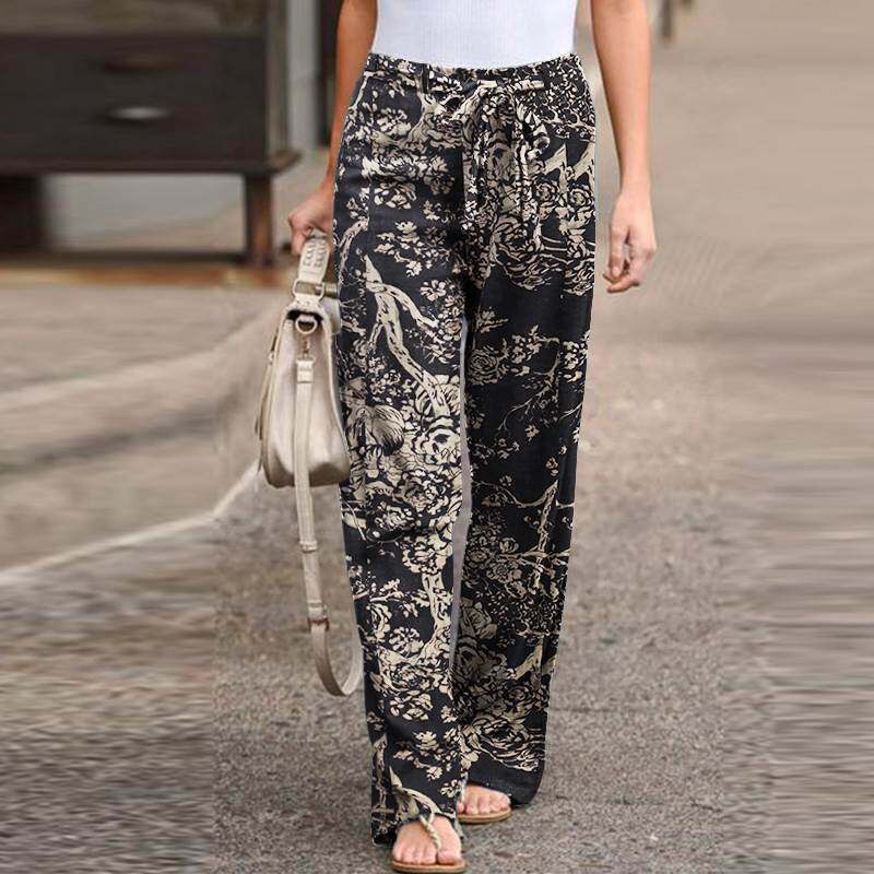 Cotton Linen Casual Comfortable Elastic Waist Women's Pa