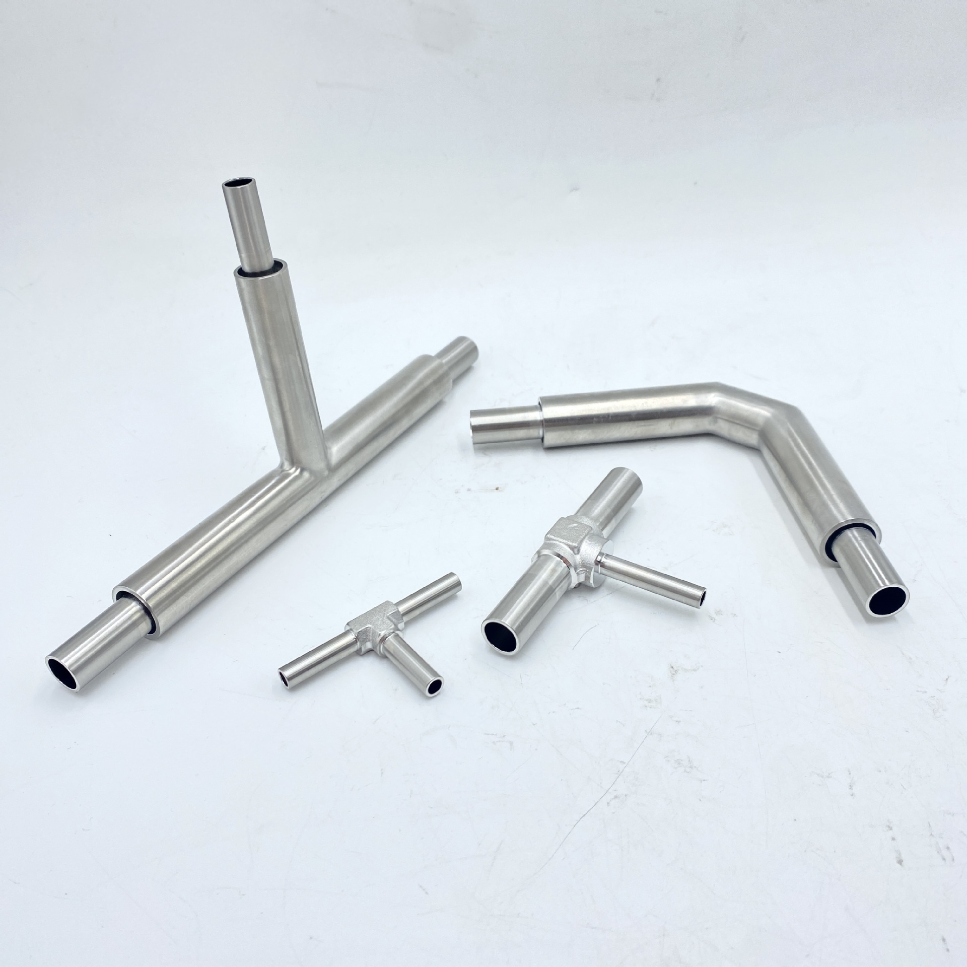 定 制！不锈钢电解抛光EP级双套弯头/三通 BA级全自动焊三通异径