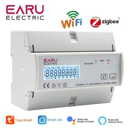 Tuya WiFi ZigBee 三相双向电能表电能表支持 Modbus RTU 3*85/19