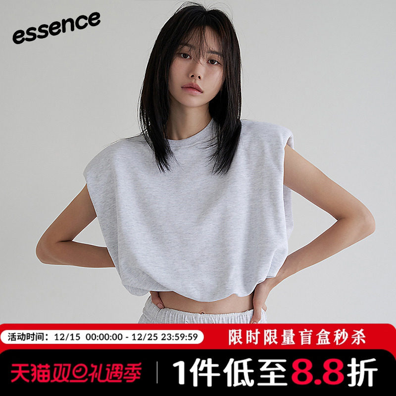 Mathieu【韩系极简系列】无袖背心女夏新款罩衫休闲短款垫肩上衣