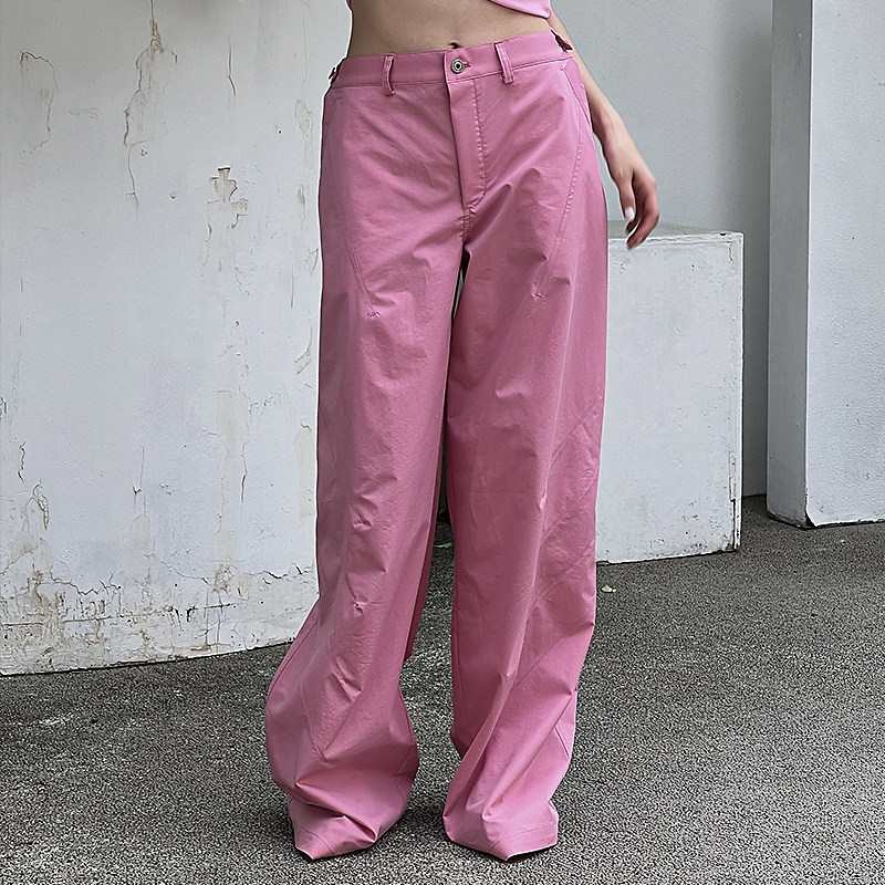 Mathieu韩国宽松阔腿休闲裤女春季新款美式显瘦直筒裤时尚长裤子