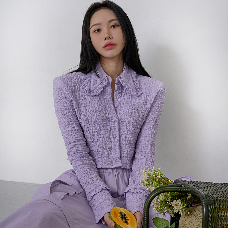 Mathieu韩国设计感衬衫女春季显瘦短款衬衣法式气质小衫上衣薄款