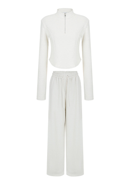 Mathieu韩国时尚休闲套装女秋季新款简约长袖上衣显瘦阔腿长裤子