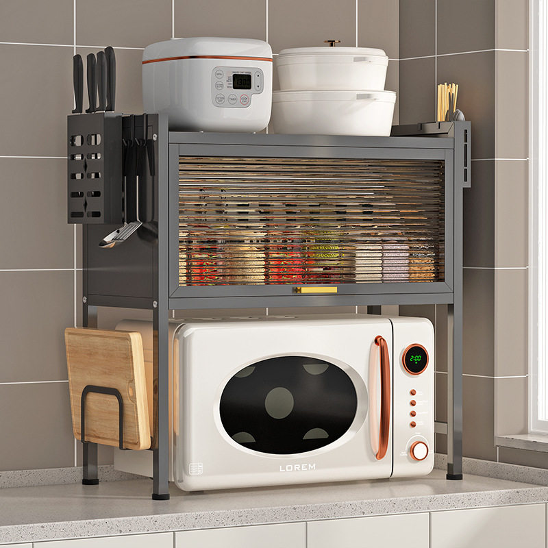 带门微波炉置物架厨房多功能烤箱台面电器支架家用电饭煲收纳架子,橡塑材料及制品,其他塑料制品,淘宝优惠券,粉丝福利购,淘宝优惠卷