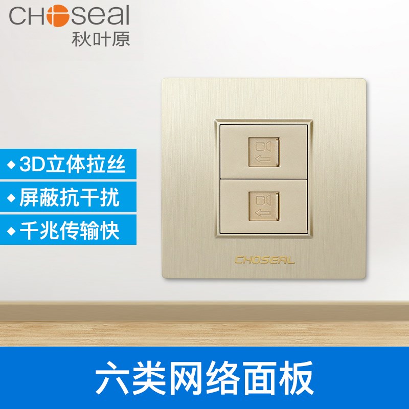 秋叶原86型网口网络信息面板宽带接口插孔墙壁网T线插座网线孔2位