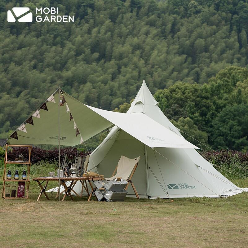 牧高笛印第安帐篷纪元230户外便携式露营装备金字塔野营加厚棉布