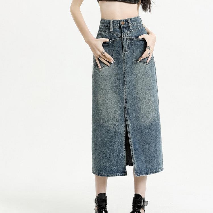 腰牛高仔半身裙女2夏季春装206新T0559款中长版显小瘦a字个子包臀