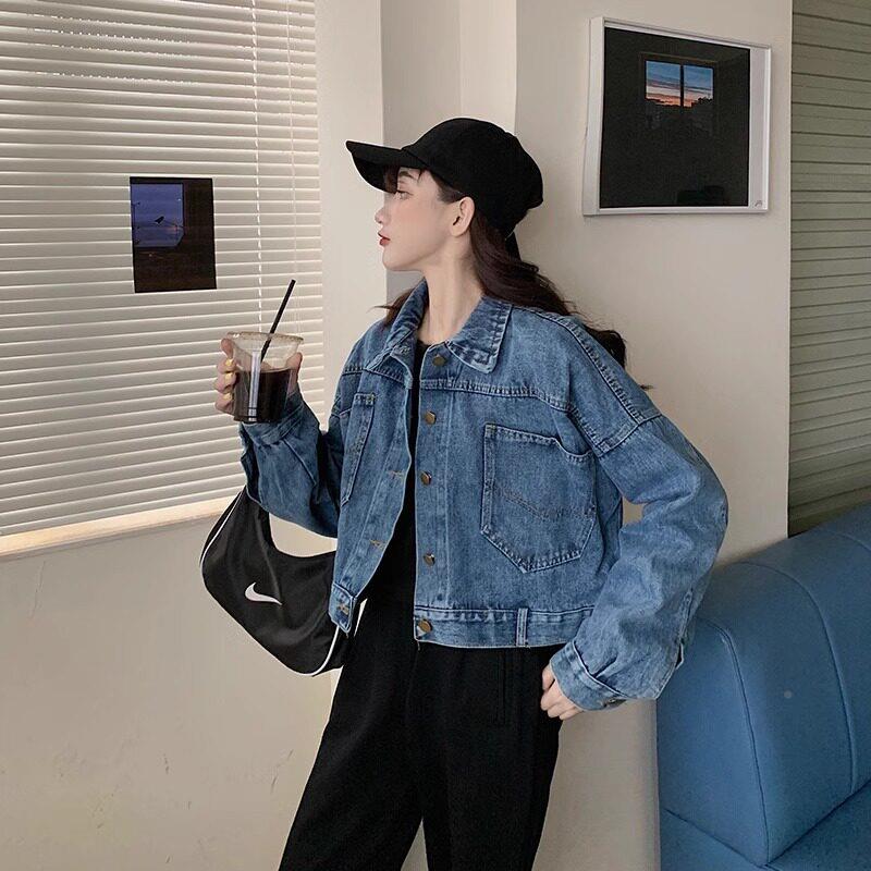 韩春季小松个子短国牛仔外套女宽ins潮后款背开叉上衣女设yi0016