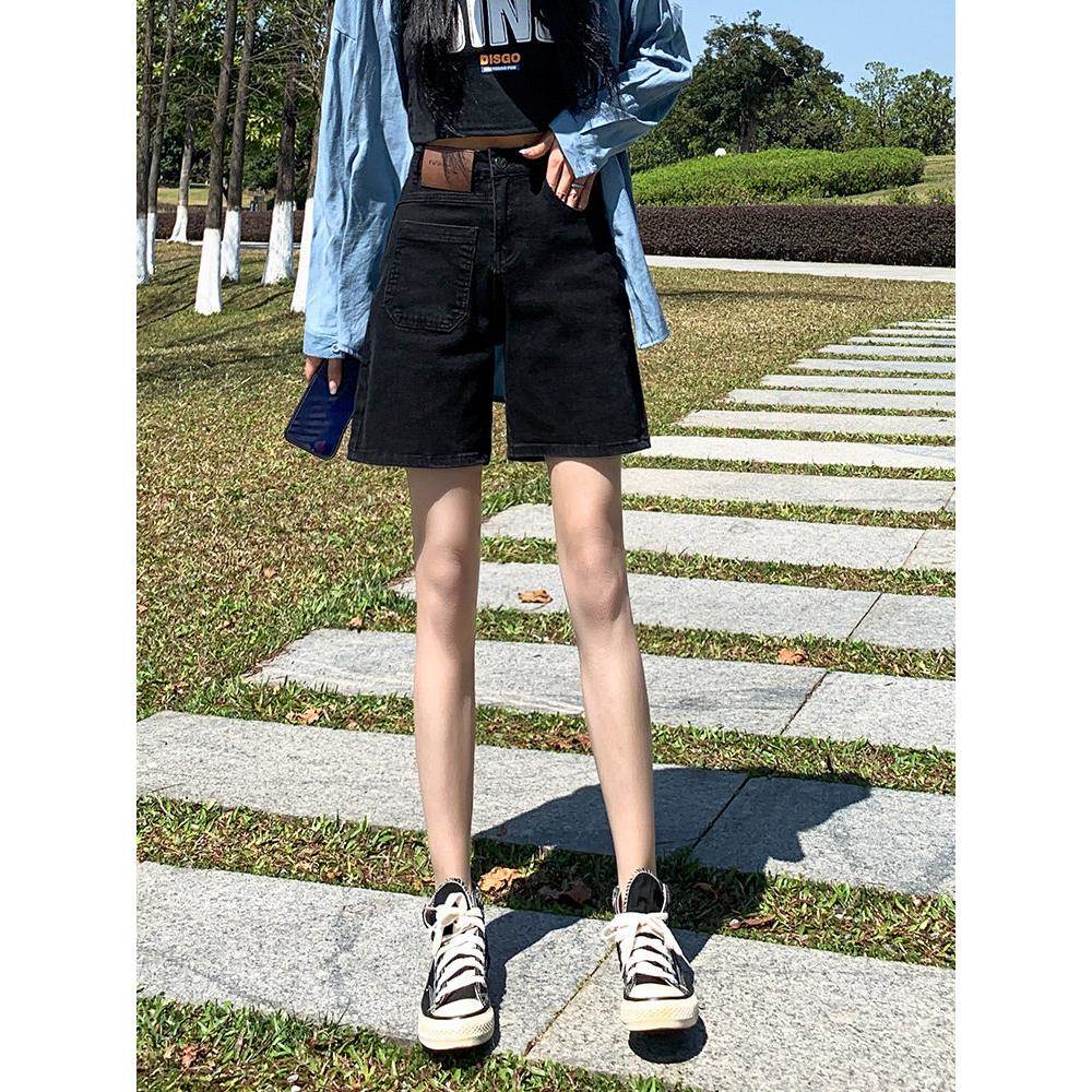 黑色宽直筒松牛仔女裤裤夏季薄款2025年新款显瘦小JJG个子五短分