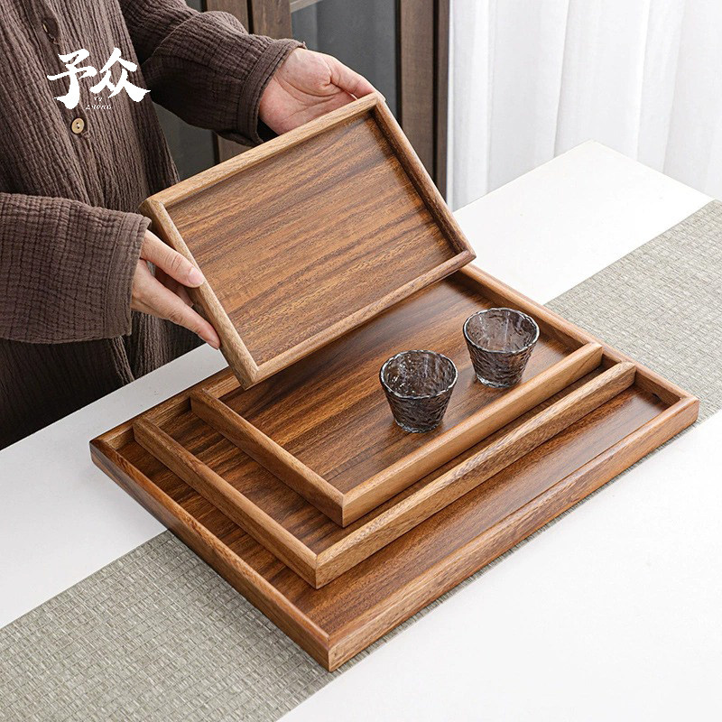 胡桃木托盘家用提手收纳盘长方形木质新中式茶盘咖啡糕点餐具商用,餐饮具,餐用托盘,淘宝优惠券,粉丝福利购,淘宝优惠卷