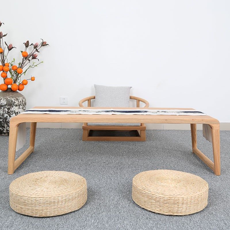 北美红橡木榻榻米茶桌新中式飘窗茶桌实木炕桌日式矮桌子坐地茶几