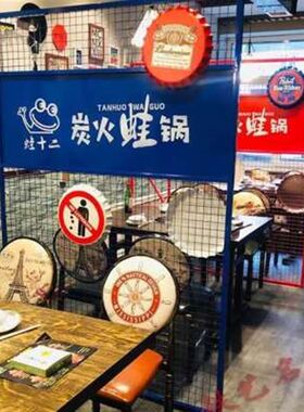 。菱形方格吊顶铁网装饰复古铁艺屏风隔断墙N餐厅工装饭店镂空工