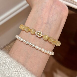 谷岚金禄天然黄水晶金发晶手串女款招财转运手链碧玺葫芦配饰