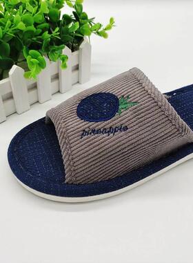 四季21184亚麻拖鞋男士475特大码居家肥6室内防滑4透气棉麻48加大