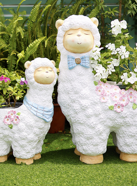 户外庭院草坪景观装饰网红小院布置动物造型盆栽羊驼花盆落地摆件