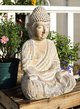 花盆庭院佛像造景中式