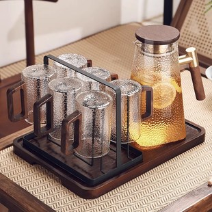 高颜值玻璃杯家用耐高温带把手泡茶套装 喝水杯子客厅待客茶杯具