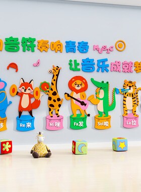 动物音乐会幼儿园环创材料布置贴纸墙面装饰品环境T创主题文化开