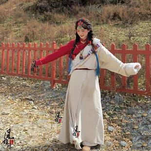 秋新款演艺藏裙西藏服女款袍藏冬装服藏袍藏服女藏长裙民藏族风旅