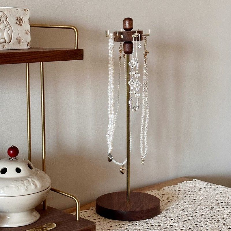 素风黑胡桃木项链展示架梳妆台耳环吊坠手链饰品实木旋转收纳挂架,饰品/流行首饰/时尚饰品新,首饰展示架,淘宝优惠券,粉丝福利购,淘宝优惠卷