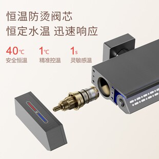 全铜智能恒温数显家用淋R浴冷热增压枪灰白 德国腰部按摩花洒套装