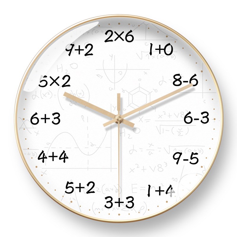 数学公式钟表儿童学生挂钟时钟静音培训教室电波钟自动对时免打孔