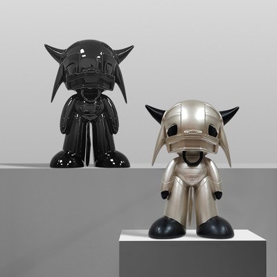 样板间电镀机械人桌面摆件科技感现代创意卡通人物树脂艺术装饰品