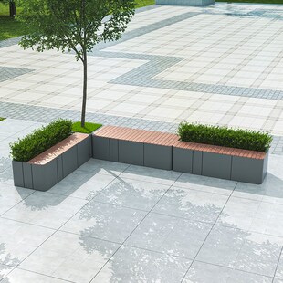 户外不锈钢花箱座椅坐凳一体广场商业街休息凳景观花池铁艺花槽