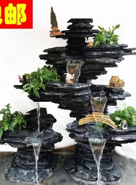 黑英石 景观流水假山喷泉阳台庭院花园室内N鱼池造景天然真石摆件