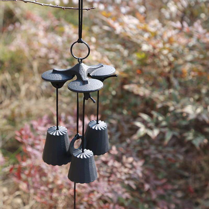 日式铸铁三重奏音乐风铃日本南部铁器和风景区黑色复古装饰品寺庙